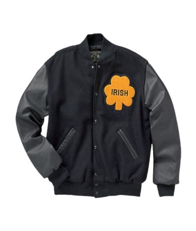 Notre Dame Rudy Irish Black Bomber Jacket Notre Dame Rudy Irish Black Bomber Jacket