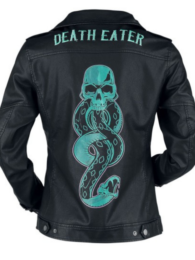 Unisex Death Eater Biker Belted Black Leather Jacket Unisex Death Eater Biker Belted Black Leather Jacket