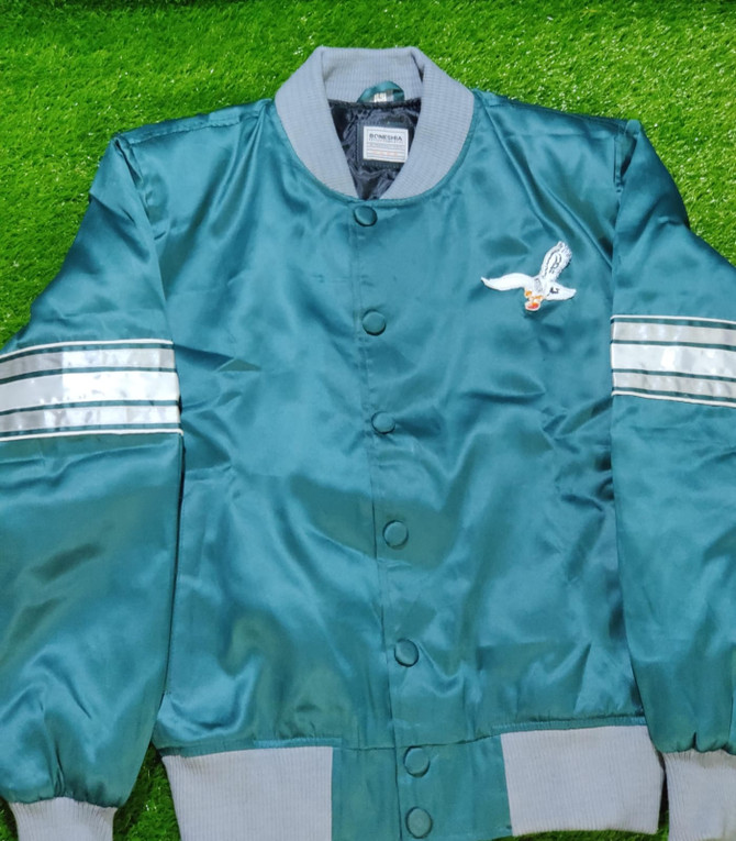 Mens Philadelphia Eagles Kelly Green Striped Satin Jacket