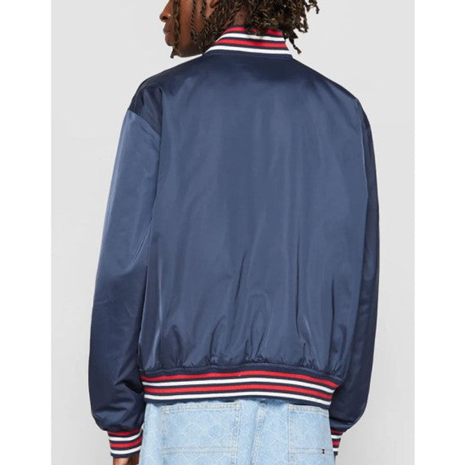 Mens Newyork Varsity Satin Navy Blue Jacket