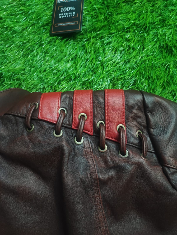 Women's Motorcycle Stars Distressed Brown Leather Jacket