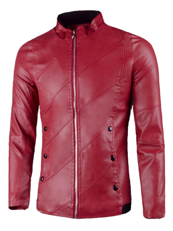 Women’s Flap Button Embellished Maroon Leather Jacket Women’s Flap Button Embellished Maroon Leather Jacket