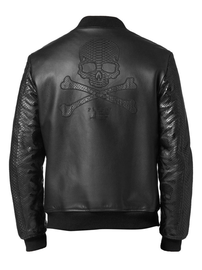 Mens Python Bomber Luxury Black Leather Jacket
