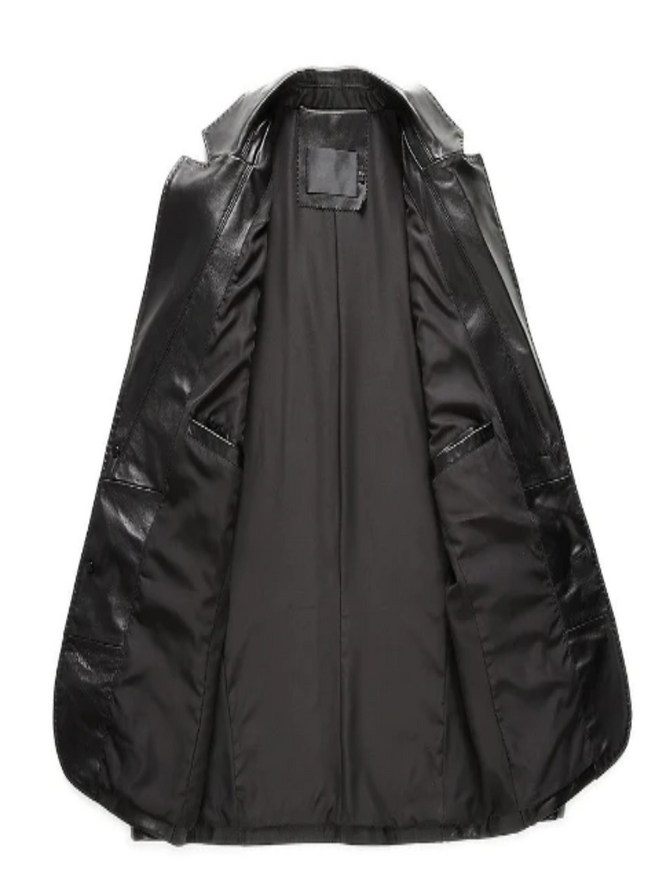 Men's Black Genuine Lambskin Blazer Coat