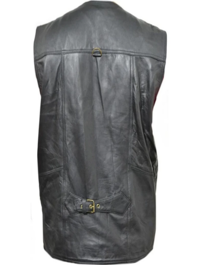 Men's Black Genuine Leather Hunter Vest