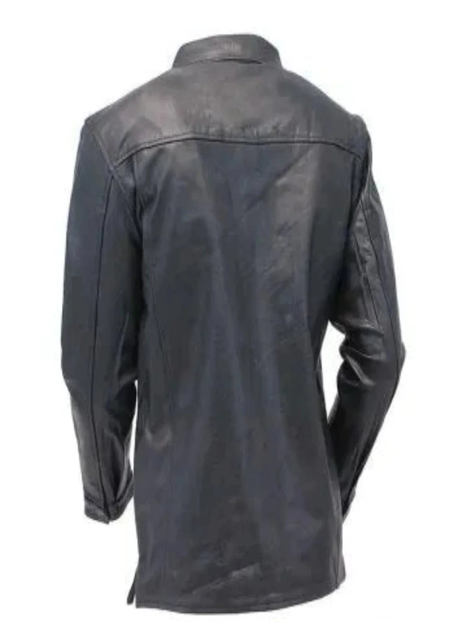 Mens Timeless Look Real Black Leather Shirt Mens Timeless Look Real Black Leather Shirt