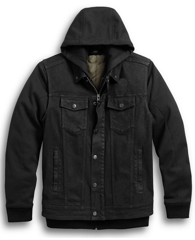 Harley-Davidson フード付きジャケット Harley-Davidson Black Denim Hooded Riding Jacket