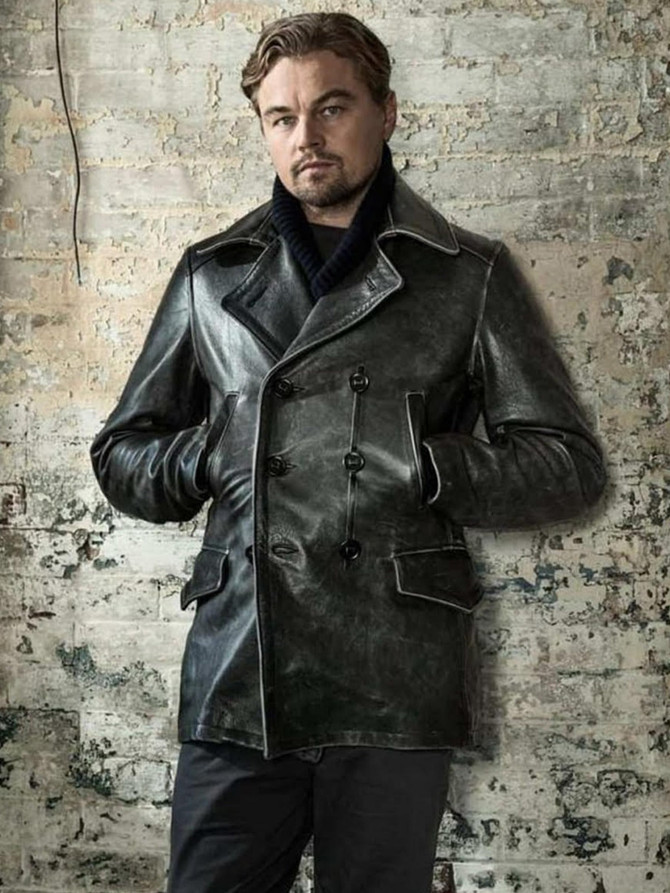 Leonardo DiCaprio Distressed Black Leather Jacket Leonardo DiCaprio Distressed Black Leather Jacket