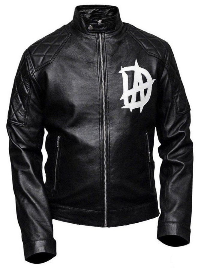 WWE Dean Ambrose Logo Biker Black Leather Jacket WWE Dean Ambrose Logo Biker Black Leather Jacket