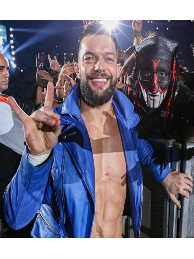 WWE Finn Balor Blue Leather Jacket WWE Finn Balor Blue Leather Jacket