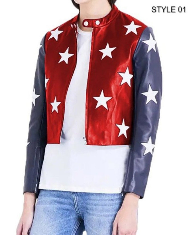 Independence Day Cropped Real Leather Jacket Independence Day Cropped Real Leather Jacket