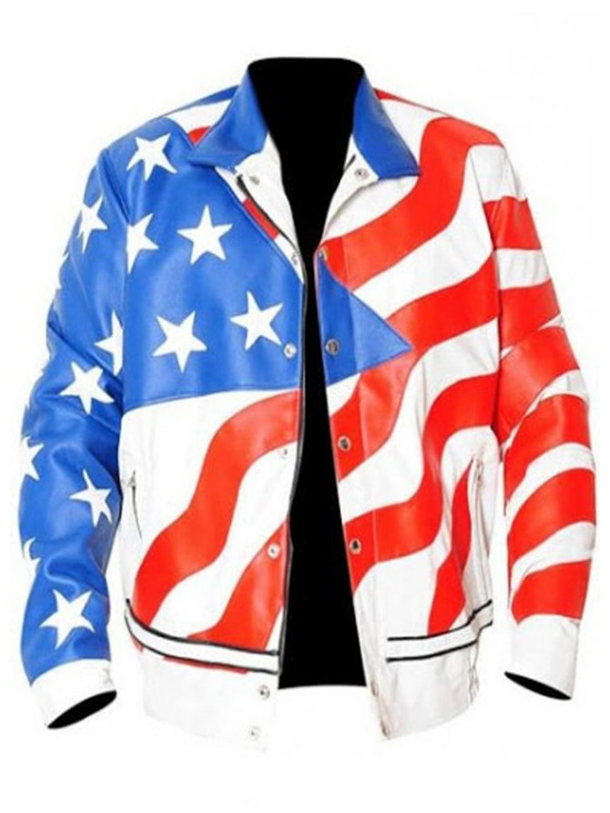 American Flag Vanilla Ice Leather Jacket American Flag Vanilla Ice Leather Jacket