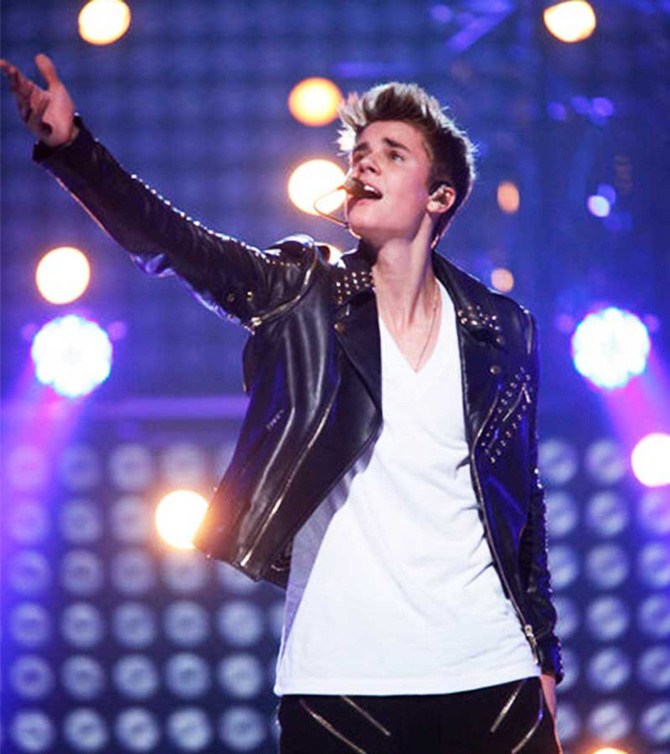 Justin Bieber All Around the World Black Leather Jacket Justin Bieber All Around the World Black Leather Jacket