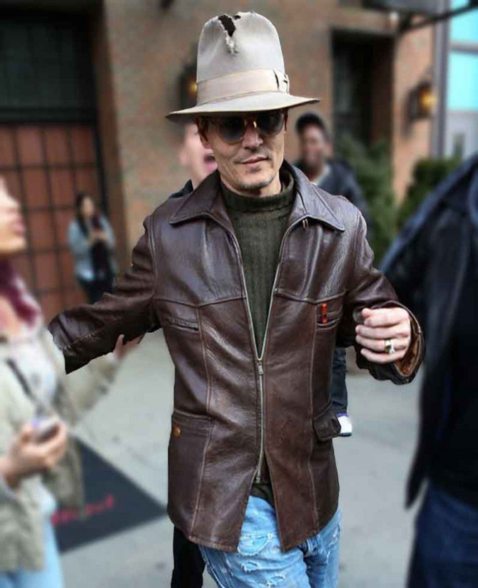 Johnny Depp Mortdecai Brown Leather Jacket Johnny Depp Mortdecai Brown Leather Jacket