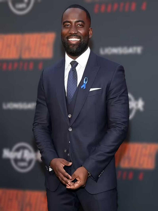 John Wick 4 Shamier Anderson Navy Blue Cotton Blazer John Wick 4 Shamier Anderson Navy Blue Cotton Blazer