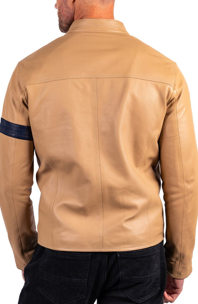 Mens Racer Designer Brown Leather Jacket Mens Racer Designer Brown Leather Jacket