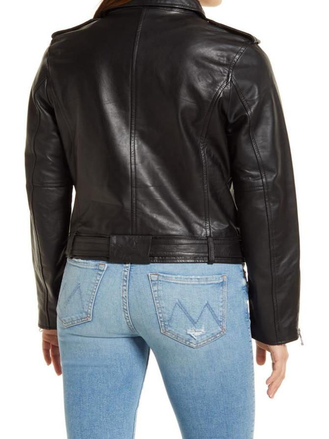 Women's Black Breasted Leather Moto Jacket Women's Black Breasted Leather Moto Jacket