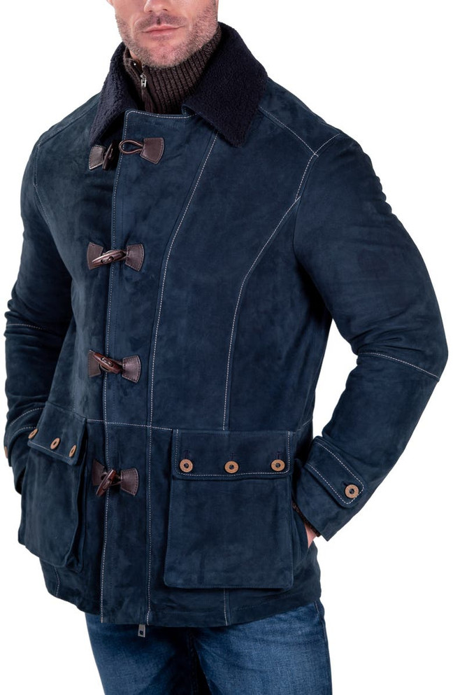 Men's Helmsman Suede Jacket with Genuine Shearling Trim