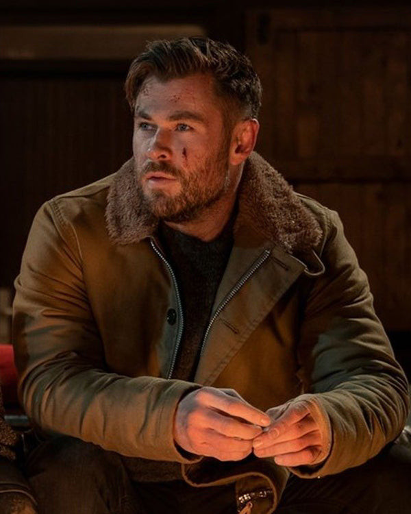 Extraction 2 Chris Hemsworth Shearling Brown Jacket