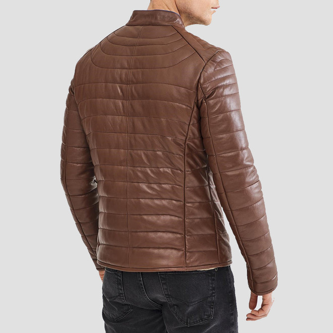 Mens Brown Inflatable Leather Jacket