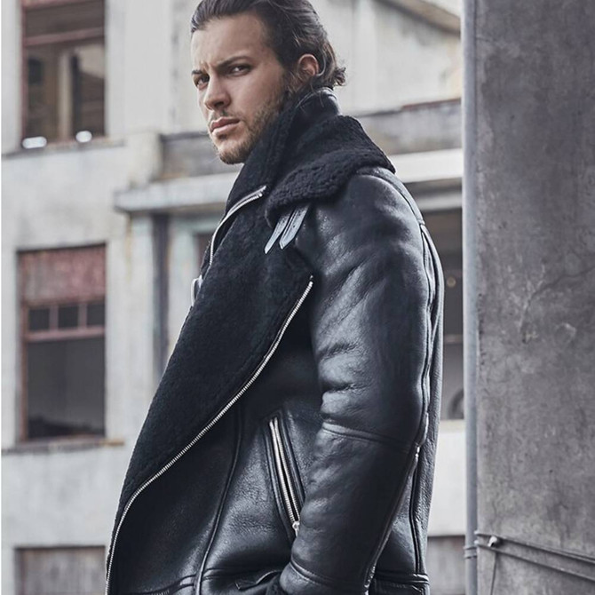 Mens Short Fur Fashion Shearling Coat