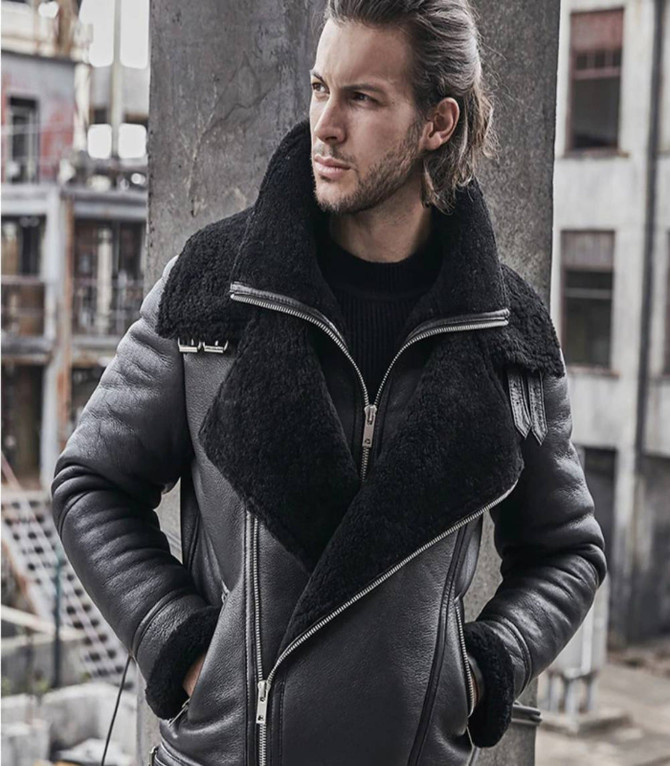 Mens Short Fur Fashion Shearling Coat