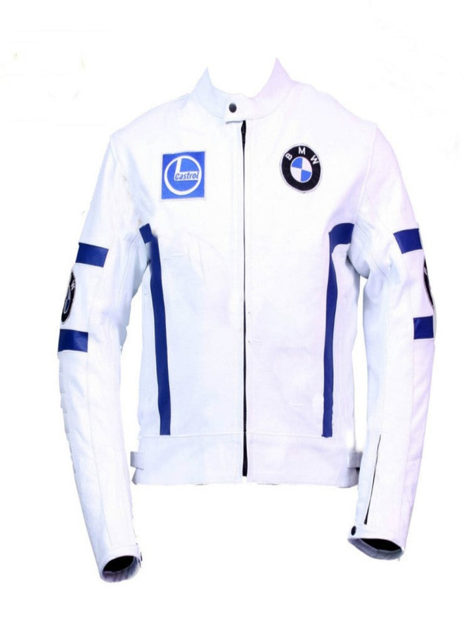 BMW White Racer Leather Jacket