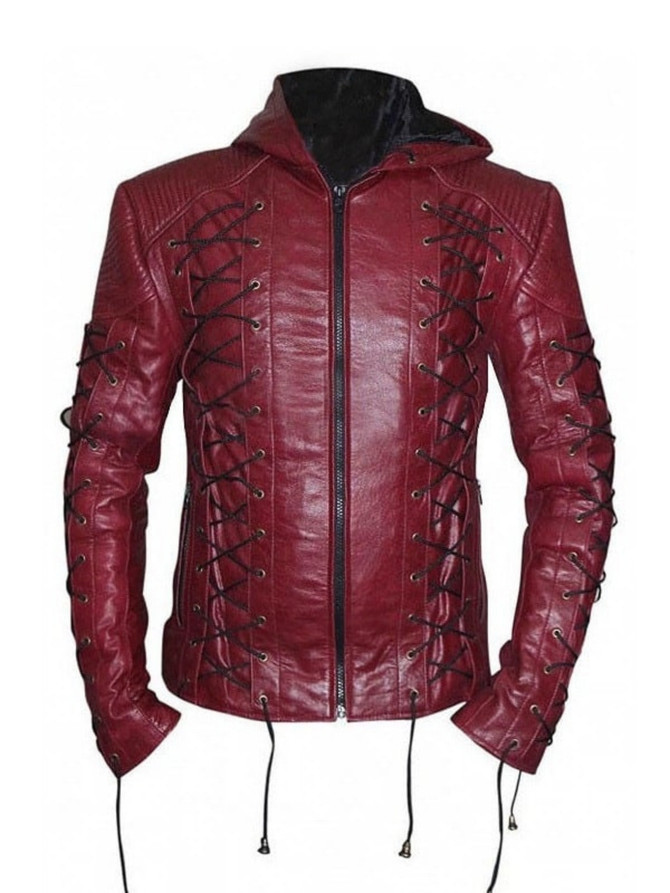 Roy Harper Arrow Season 3 Maroon Leather Jacket