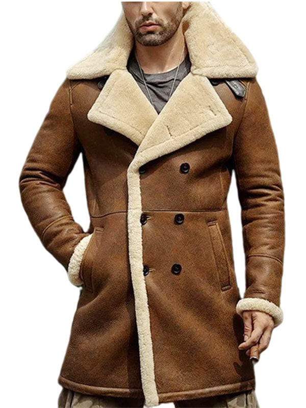 Mens Glamorous Fur Shearling Brown Leather Coat