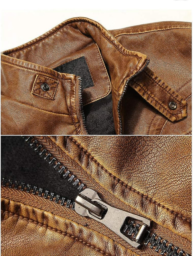 Men's Vintage Stand Collar Motorcycle Leather Jacket Men's Vintage Stand Collar Motorcycle Leather Jacket