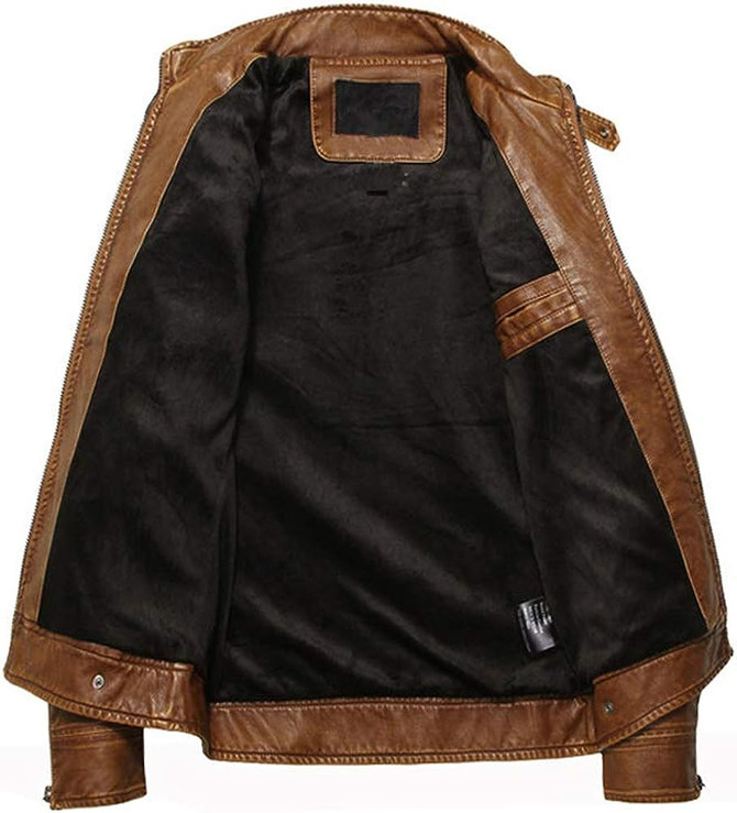 Men's Vintage Stand Collar Motorcycle Leather Jacket Men's Vintage Stand Collar Motorcycle Leather Jacket
