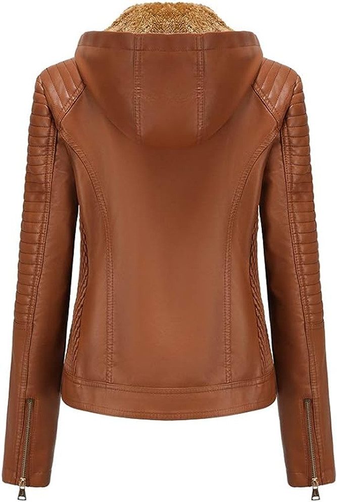 Women’s Winter Warm Hooded Biker Jacket