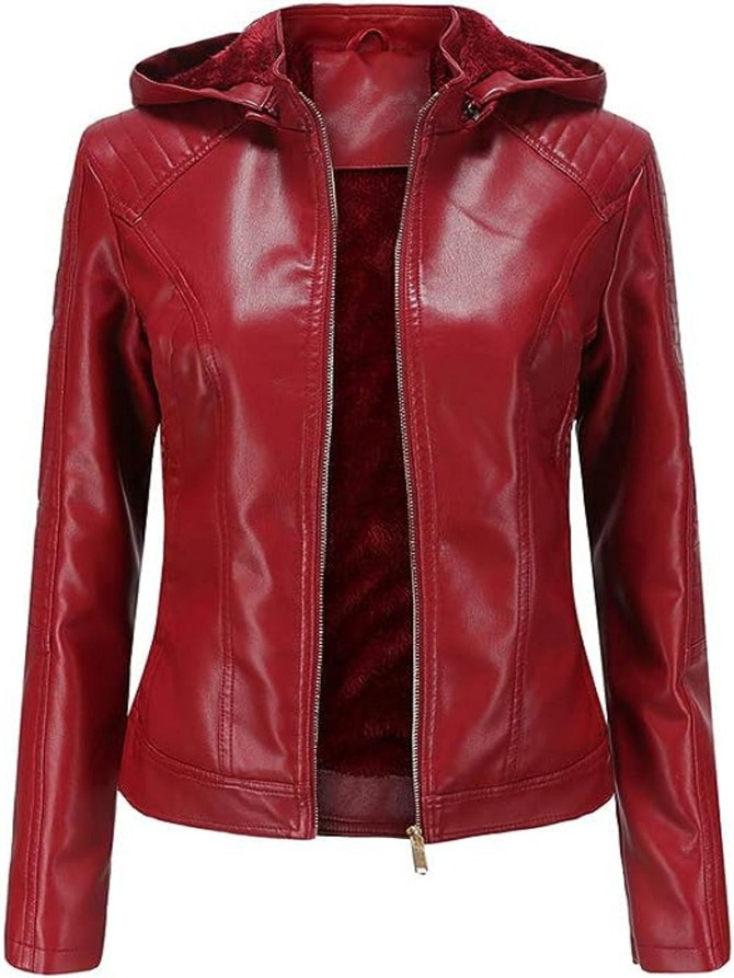 Women’s Winter Warm Hooded Biker Jacket