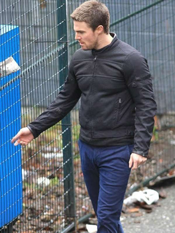 Arrow Stephen Amell Black Leather Jacket Arrow Stephen Amell Black Leather Jacket