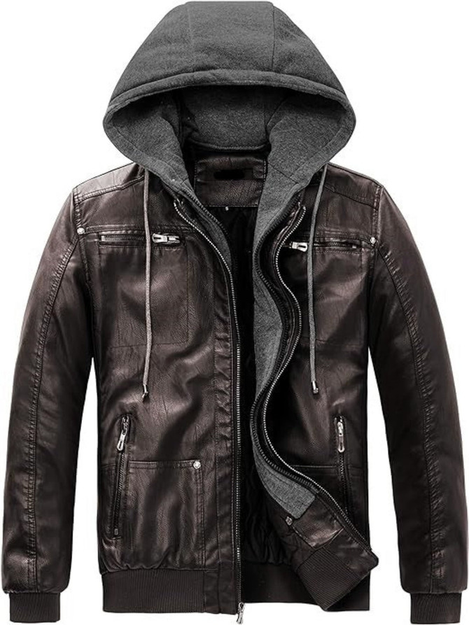 Men's Vintage Removable Hood Winter Leather Jacket Men's Vintage Removable Hood Winter Leather Jacket
