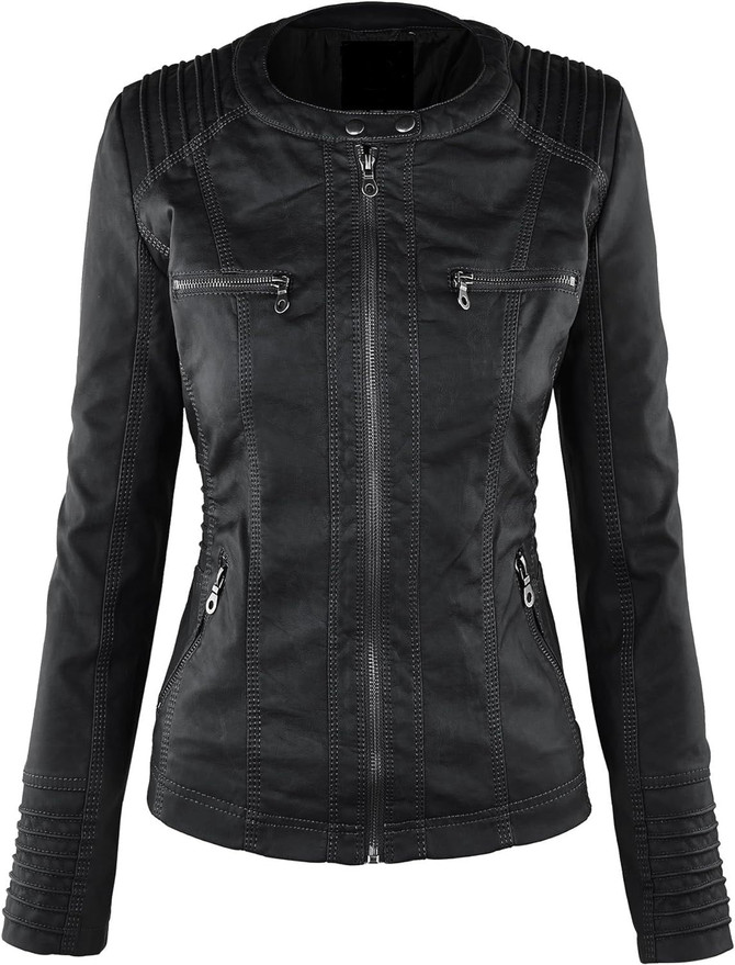 Women's Slim Fit Moto Hooded Jacket