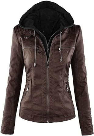 Women's Slim Fit Moto Hooded Jacket