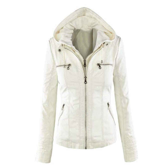 Women's Slim Fit Moto Hooded Jacket
