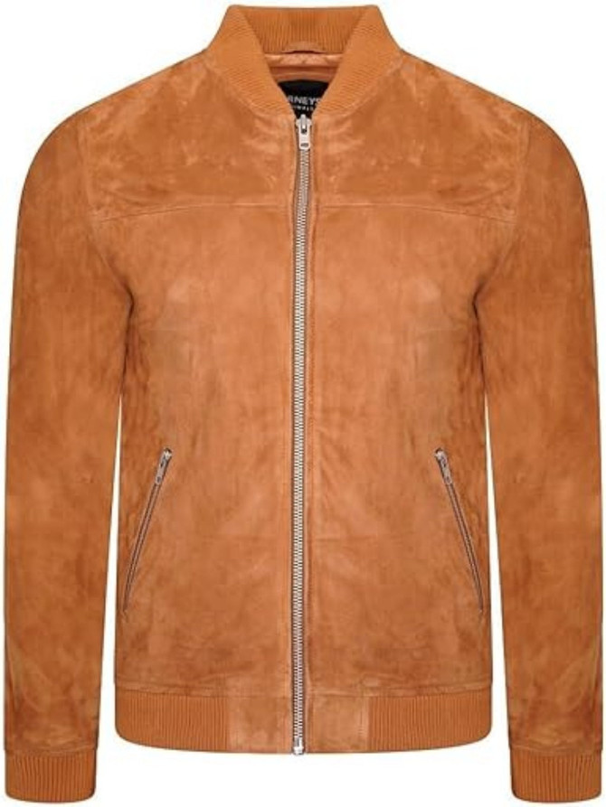 Men's Simple Brown Leather Bomber Jacket Men's Simple Brown Leather Bomber Jacket