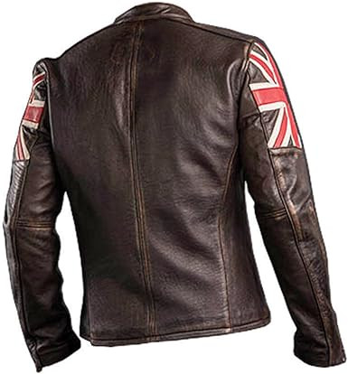 Men's Antique UK Flag Leather Jacket