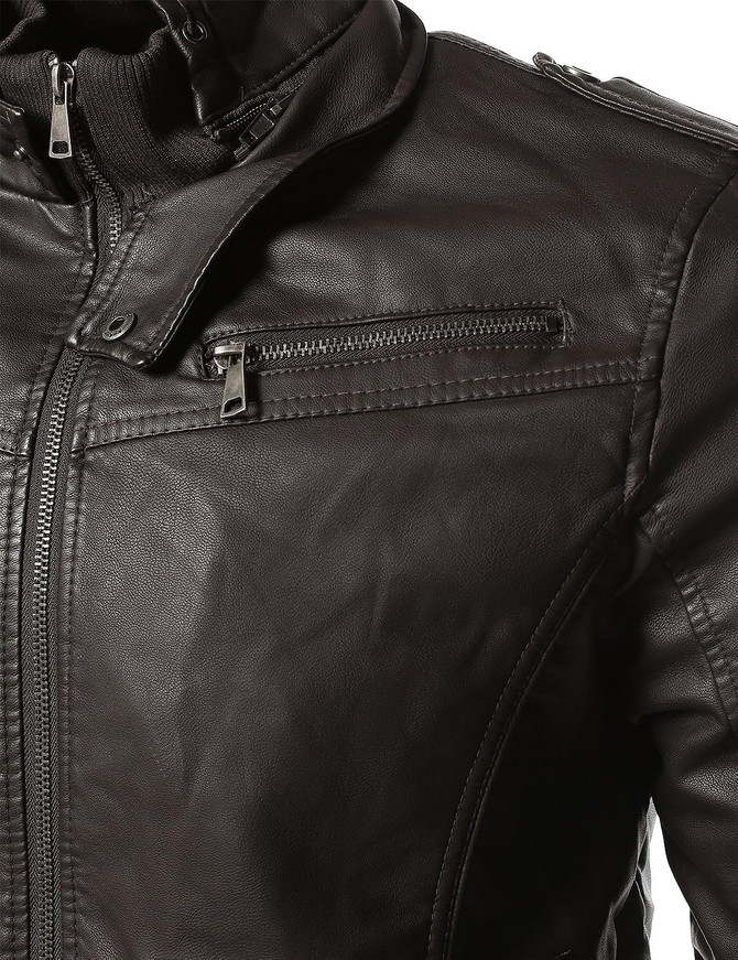 Men's Casual Long Sleeve Moto Racer Leather Jacket