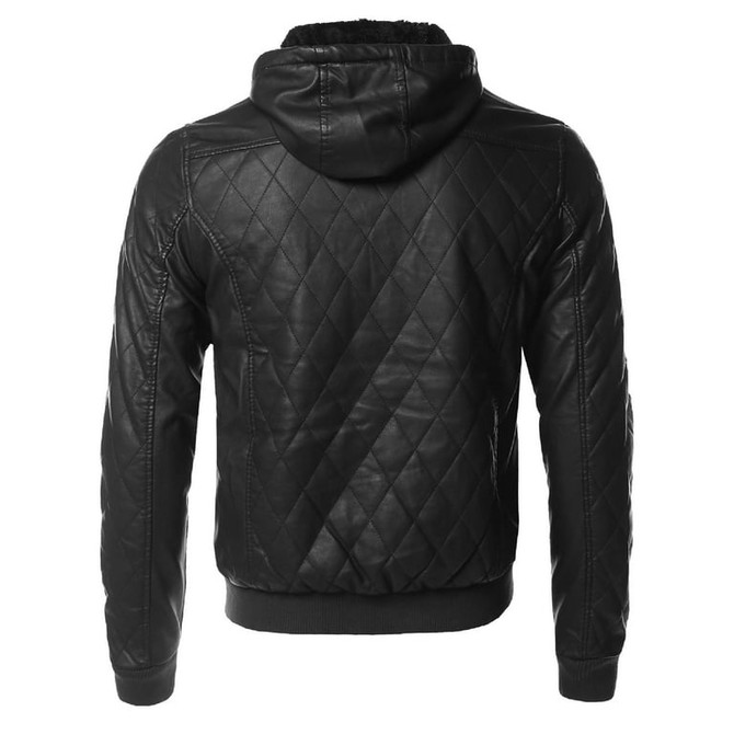 Men's Casual Quilted Black Biker Leather Jacket Men's Casual Quilted Black Biker Leather Jacket