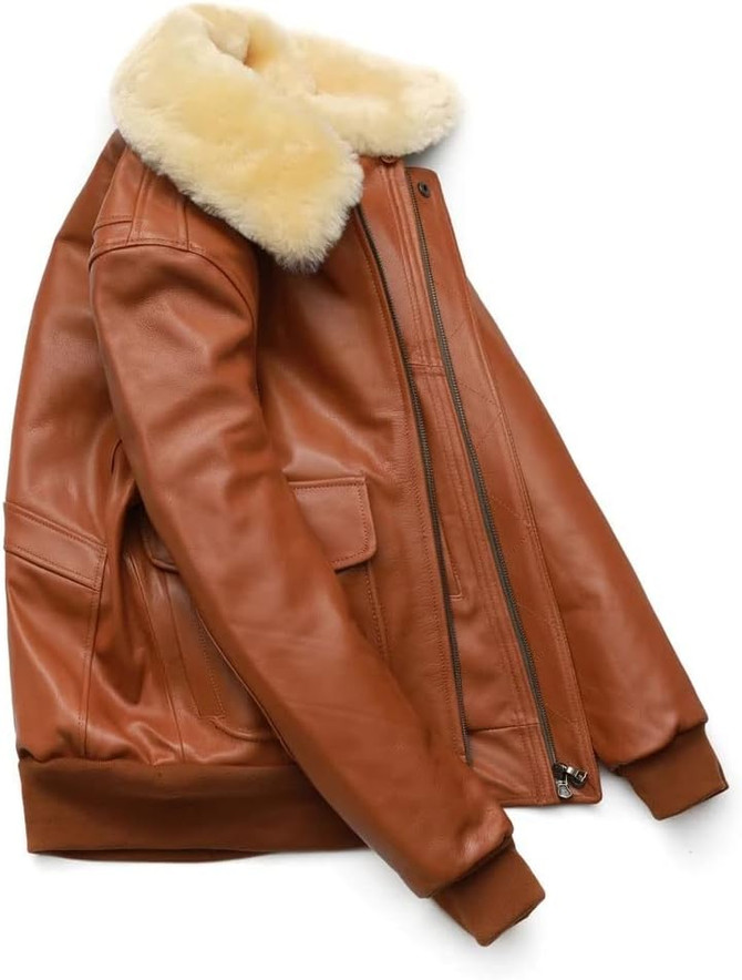 Men's Thick Quilted Winter Bomber Leather Jacket