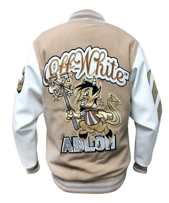 Halloween Men's Bomber Varsity Beige Jacket