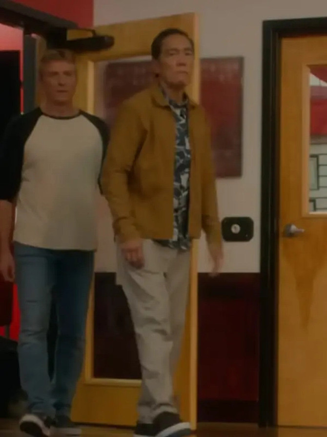 Chozen TV Series Cobra Kai S05 Yuji Okumoto Brown Jacket