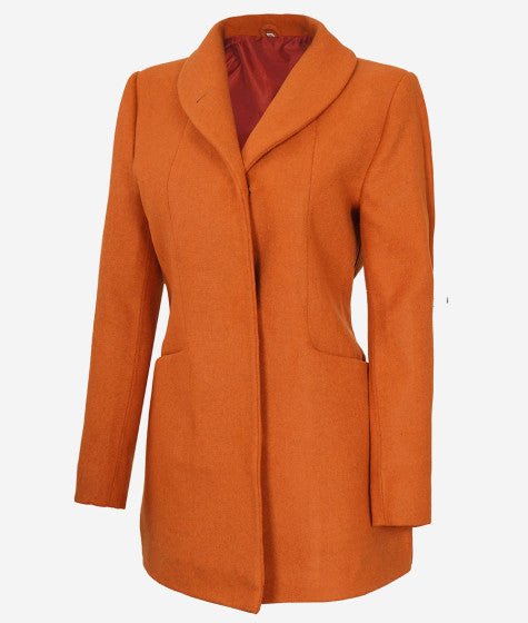 Women's 3/4 Length Rust Wool Coat