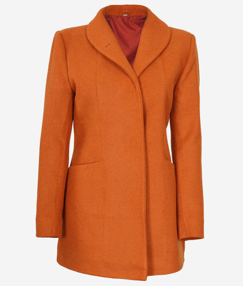 Women's 3/4 Length Rust Wool Coat