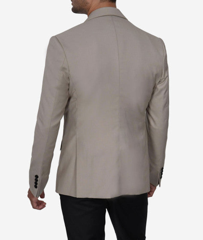 Men's Black Peak Lapel Beige Tuxedo Suit