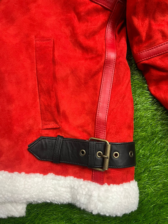 Ryan Spirited Red fur Leather Jacket