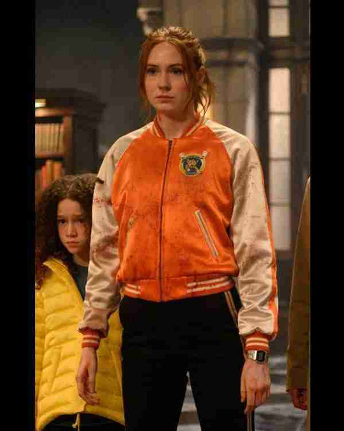 Karen Gillan Gunpowder Milkshake Orange Bomber Jacket